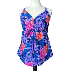 New Ocean Dream Signature Floral Babydoll Tankini Size 18W